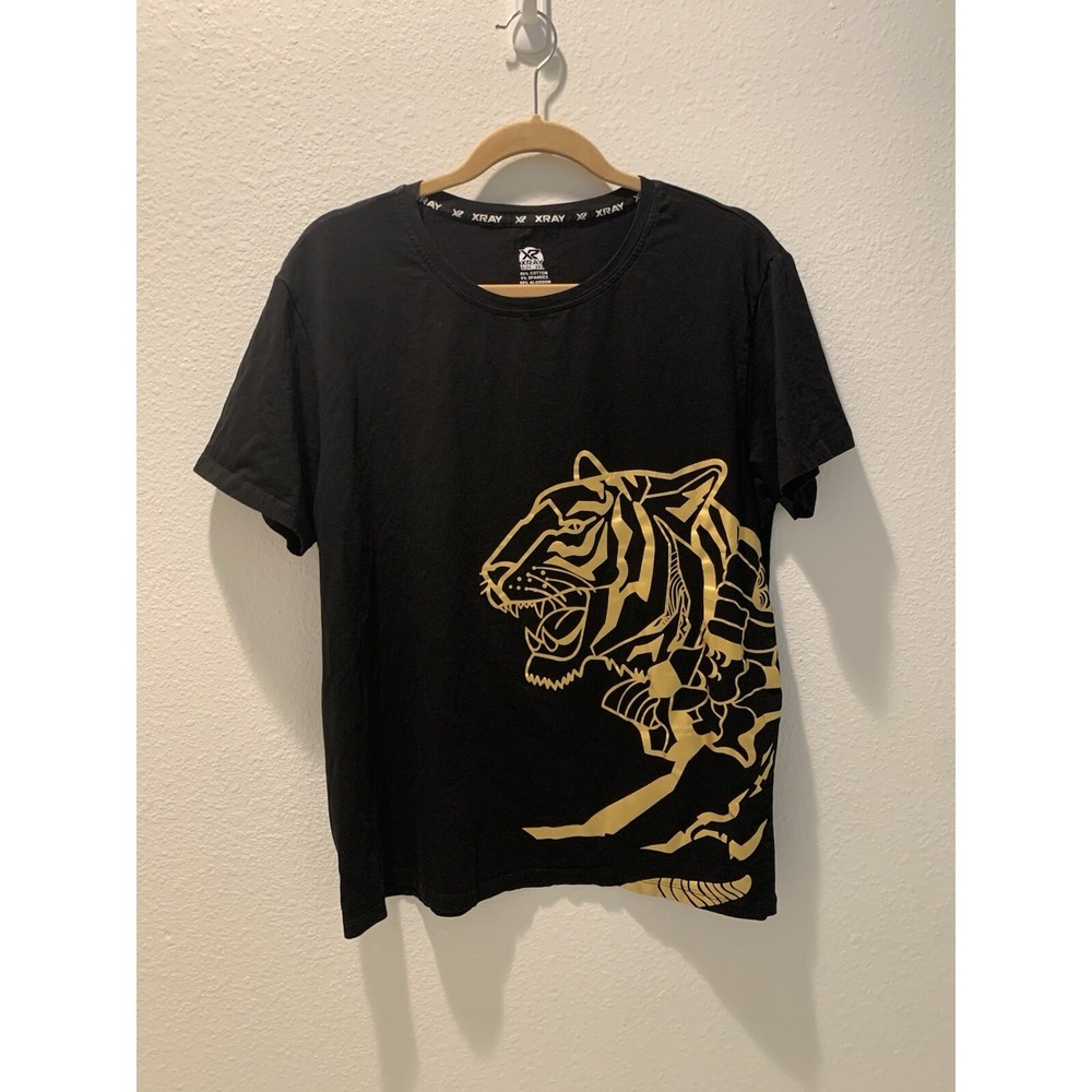 X-Ray Jeans Men's Black Graphic Gold Tiger Short Sleeve T-Shirt Size 2XL